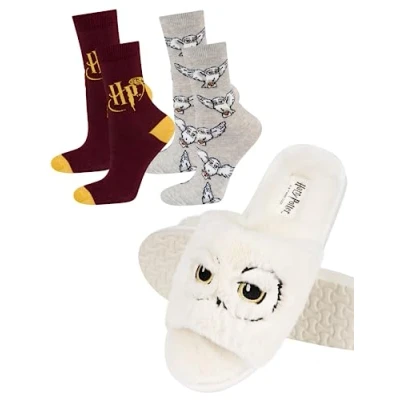 Imagen de Wizarding World Harry Potter Zapatillas Casa Mujer Invierno Regalos Friends 37/38 Hedwig + Calcetines 35 40 2 Pares