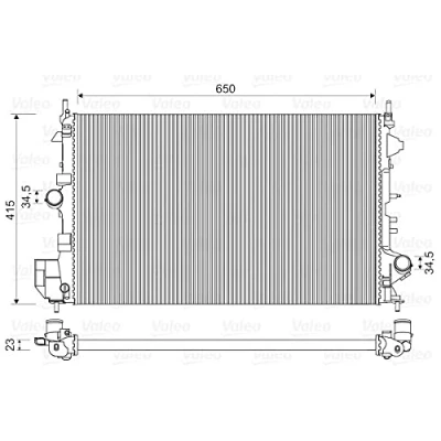 Imagen de VALEO 734981 Radiador, refrigeración del motor Aluminio 650 403 23 con regulador de refrigerante Aletas unidas mecánicamente