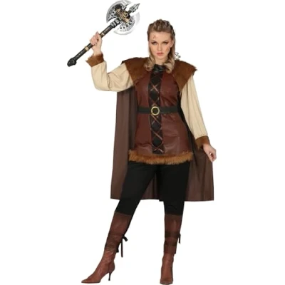 Imagen de FIESTAS GUIRCA Reina Vikinga Disfraz para Mujer Princesa Guerrera Bárbara Talla XL 46 48