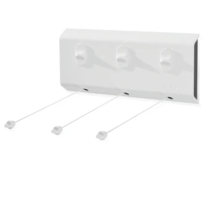 Imagen de Leifheit tendedero de pared Rollfix 150 Triple Longline, extensible con tres cuerdas 5 m longitud cada una, retráctil, color blanco
