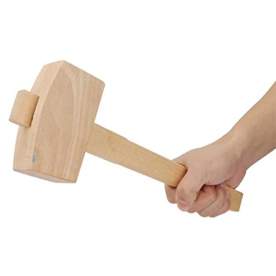 Imagen de Martillo de madera carpintero, mazo tallado madera, carpintería haya, herramienta roscado profesional sin golpear(L)