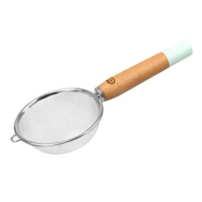 Imagen de Dr. Oetker 4617 Retro Colador con Mango de Madera 10 x 24 cm, Acero Inoxidable, Plata/Marrón, 18 cm