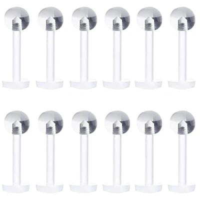 Imagen de Liuxn 15 Piezas 16 Gauge de Piercing Labio Acrílico Transparente Labret para Cartílago Tragus Nariz