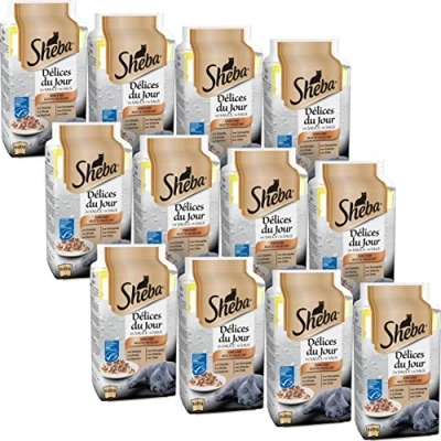 Imagen de Sheba Délices du Jour Nourriture Humide pour Chat Adulte Sélection Terre et Mer en Sauce Sachets Fraîcheur 72 x 50g