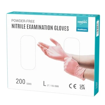 Imagen de EUROPAPA® EN455 EN374 200 Guantes De Nitrilo Desechables, Sin Polvo, LÁTex, Desechables Disponibles En Las Tallas S, M, L Y XL (L, Rosa)