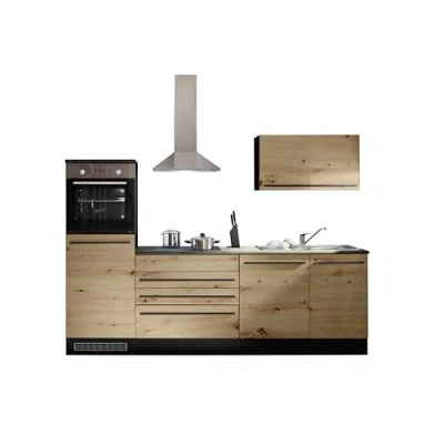 Imagen de Stella Trading Jazz 6 Mueble electrodomésticos en Negro Mate Cocina empotrada espaciosa Espacio de Almacenamiento, Material Madera, 260 x 200 60 cm