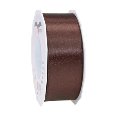 Imagen de C.E. PATTBERG PRÄSENT cinta regalo satén color café solo, 25 m de raso para envolver regalos, 40 mm ancho, decoración y manualidades, decorativa versátil