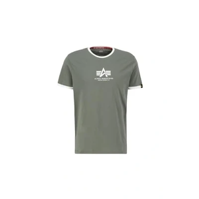 Imagen de ALPHA INDUSTRIES Basic T Contrast ML Camiseta, Verde (Dark Olive 142), L para Hombre