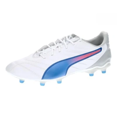 Imagen de Puma KING PRO FG/AG Botas de fútbol con tacos, Hombre, Talla: 43, White/bluemazing/flat light gray Zapatos