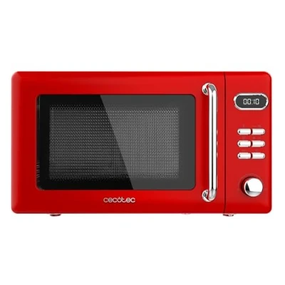 Imagen de Cecotec Microondas Digital con Grill de 20 L Proclean 5110 Retro Red. 700 W en 5 Niveles, Temporizador hasta 60 mins, 8 Programas y Modo Descongelación, Diseño Vintage Rojo
