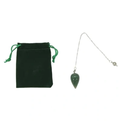 Imagen de péndulo Divinatorio en forma de gota agua, Radiestesia, piedra natural, Cristal Vintage para Chakra Reiki Adivinación (Aventurina verde)