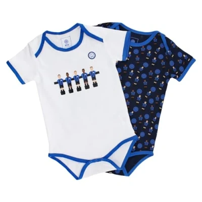 Imagen de FC Internazionale Milano S.p.A. Conjunto de 2 bodis manga corta, recién nacido 0 24 meses, unisex, 100% algodón, blanco, 9 meses