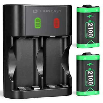 Imagen de Lioncast batería para el Mando de Xbox (2 baterías), Recargable Xbox, estación Carga baterías con Pantalla LED (batería Serie S y X)