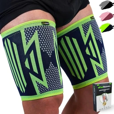 Imagen de Feel Recovery 2 Musleras Deportivas de Compresión Hombre/Mujer Elásticas para Calambres y Contracturas Musculares Correr Transpirable Antideslizante (Verde, X Large)