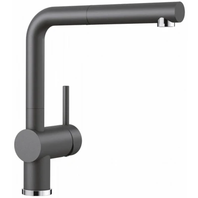 Imagen de BLANCO LINUS S 516688 Grifería de cocina aspecto SILGRANIT con caño extraíble, alta presión, color gris antracita