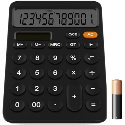 Imagen de GUYUCOM Calculadora, Calcutoras de 12 dígitos con LCD Ddisplay Botón Sensible, Las calculadoras Escritorio energía Solar Dual y batería Doble Potencia, Negro