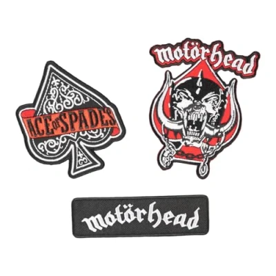 Imagen de Parches ropa Termoadhesivos Motorhead SET de 3 Pegatinas para la Accesorio mochila militar, crossfit, disfraz rockero heavy metal Merchandising oficial