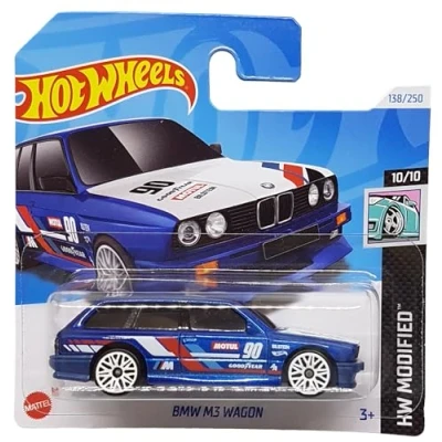 Imagen de Hot Wheels BMW M3 Wagon HW Modified 10/10 HRY67 Short Card Motul Good Year Bilstein azul oscuro metálico Mattel 2024 1:64
