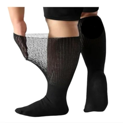 Imagen de ARG 3 pares de calcetines humedad acolchados con memoria extra anchos para pies hinchados, edema diabético, bariátrico, hospital hombres, linfedema, talla hombre