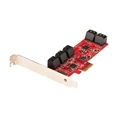 Imagen de StarTech.com Tarjeta PCIE Controladora SATA de 10 Puertos Expansión PCI Express 6Gbps Perfil Bajo/Completo Conectores Apilados ASM1062 sin RAID (10P6G CARD)