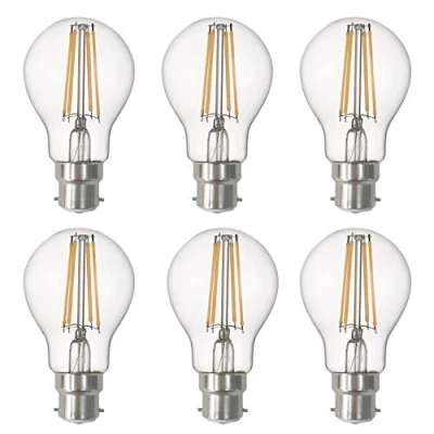 Imagen de SD LUX bombillas LED B22 BC de filamento vintage, 8 W, 850 lm, A60, sin parpadeo, bayoneta, Edison, blanco cálido, 2700 K, no regulables, 2 paquetes [Clase energética A+] (A60 B22)