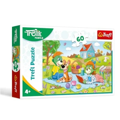 Imagen de Trefl The Family, Las Aventuras de los Treflik 60 Piezas Puzle Colores con Personajes la Serie Infantil, Entretenimiento Creativo, Juego para niños a Partir 4 años, Multicolor (17394)