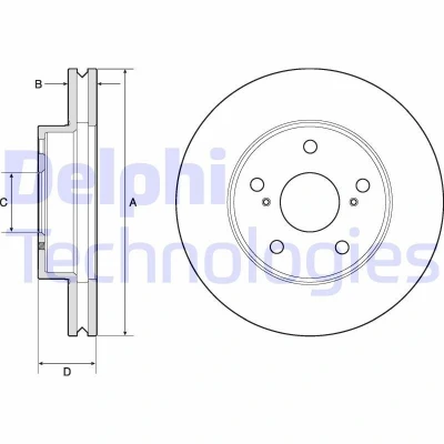 Imagen de DELPHI BG4758C Disco de freno 275 28 5 ventilado revestido sin procesar cojinete rueda, anillo sensor ABS TOYOTA: HILUX 3 Pick up