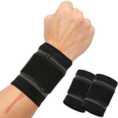 Imagen de SUPRBIRD Muñequeras Deportivas, 2 Piezas Soporte de la Muñeca, Ajustable Muñequera Transpirable para Artritis, Tendinitis, Alivio Del Dolor Túnel Carpiano, Previene Unisex
