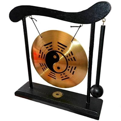Imagen de lachineuse Yin Yang Gong Decoración Zen de Madera y Cobre Objeto Decorativo asiático para Interior, hogar, Oficina, salón, Idea Regalo Japón Asia Tradición asiática