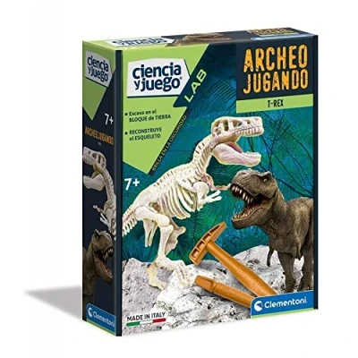 Imagen de Clementoni, Arqueojugando T Rex fosforescente, Juego científico para excavar y Montar Dinosaurios a Partir de 7 años, Juguete en español (55032)