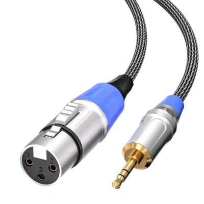 Imagen de Tisino Cable XLR a Mini Jack, Micrófono Hembra 3,5 mm para videocámaras, cámaras DSLR, dispositivo de grabación computadora y más 3M