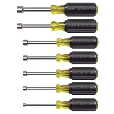 Imagen de Juego de destornilladores tuerca, eje hueco completo magnético 3 pulgadas, tamaños 3/16 a 1/2 7 piezas Klein Tools 631M