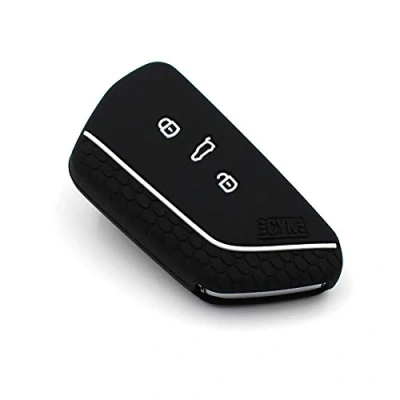 Imagen de VF Funda de silicona para llave coche con 3 botones, color negro y blanco