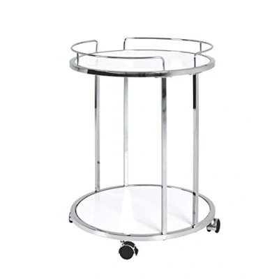 Imagen de HAKU Möbel Mesa auxiliar con ruedas cromo, blanco, MDF, metal Dim.: AL 60 cm x diámetro 45 cm, Estilo: Moderno