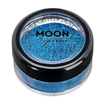 Imagen de Polvo de brillantina ultrafino clásico por Moon Glitter 100% Brillo Cosmético para la Cara, Cuerpo, Uñas, Cabello y Labios 5g Azul