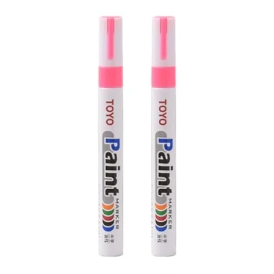 Imagen de Worparsen Rotuladores de pintura para neumáticos, permanentes, impermeables, rellenar con tinta, coche, vehículo, motocicleta, color rosa
