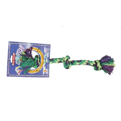 Imagen de Happy Pet Flossin Fun Juguete de Cuerda 3 Nudos para Perros, pequeño