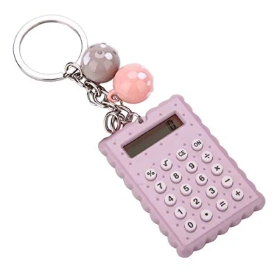 Imagen de Vbestlife Mini Calculadora Infantil Portátil Lindo Estilo Forma de Galleta Llavero Color Caramelo Bolsillo (Gris púrpura)