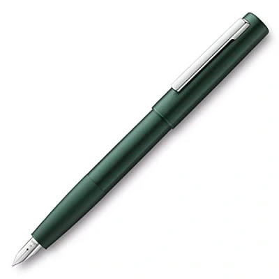 Imagen de Lamy aion 077 Pluma estilográfica moderna en color verde oscuro de una carcasa aluminio sin costuras, superficie cepillada rotativa, grosor del plumín EF