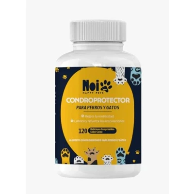 Imagen de Condroprotector Antiinflamatorio Perros y Gatos 120 Comprimidos Sabor Bacon Glucosamina, Condroitina, Colágeno, MSM, Ácido Hialurónico, Cúrcuma Harpagofito Cuidado Articulaciones Caderas