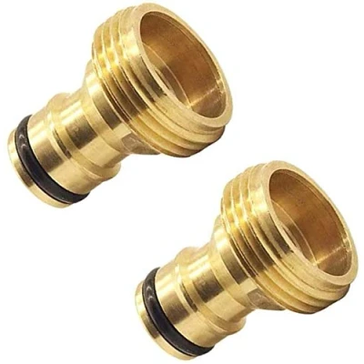Imagen de Hydrogarden Conector rápido de Manguera jardín 2 Piezas Boquilla Rosca Macho latón 3/4 Pulgada Adaptador conexión rápida