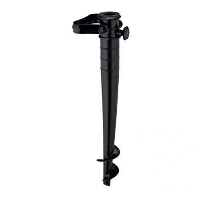 Imagen de Relaxdays Soporte Sombrilla, Sujeción de Sombrillas Jardín, con Asa, para Enroscar, Pradera y Playa, Plástico, Negro