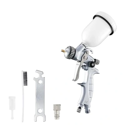 Imagen de BenBow Pistola de Pintura PK60 HVLP Mini 0,5 mm Boquilla + 100 ml Taza Ideal para la automóviles, proyectos Bricolaje Aire comprimido
