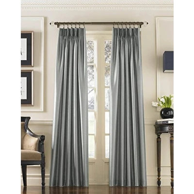 Imagen de Curtainworks Marquee Seda sintética Pinch Pleat Cortina Panel, Gris, 30 by 84&quot;