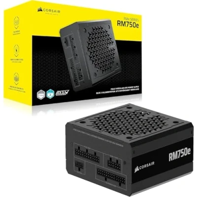 Imagen de CORSAIR RM750e (2025) Fuente de alimentación ATX Totalmente Modular bajo Ruido con Cable 12V 2x6 Compatible 3.1 y PCIe 5.1, eficiencia Cybenetics Gold, condensadores a 105C Negro