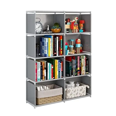 Imagen de JIUYOTREE Organizador de Almacenamiento Armario 5 Niveles con Tela en la Parte Posterior, estantería Cubos modulares Doble Fila, Sala Estar, Estudio, Dormitorio, Gris