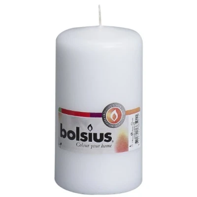 Imagen de Bolsius Velas lisas Blanco 8 unidades 13 x 7 cm decorativas para el hogar Duración de combustión 43 horas sin perfume