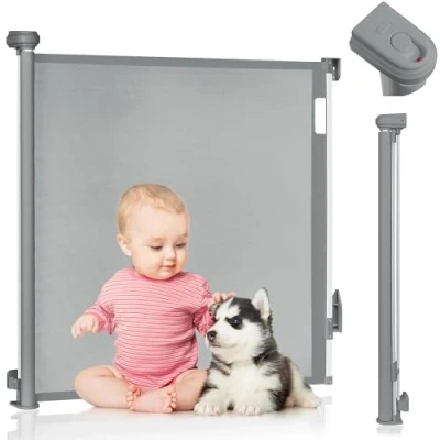 Imagen de LIONELO THEA Puerta de Escalera 85x140 cm Extensible Ajustable Seguridad para Montaje en la Puerta, Pasillo, Apertura hasta 140 cm, Barrera Barandilla Niños