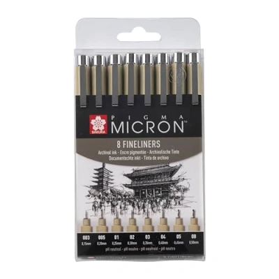Imagen de SAKURA : Pigma Micron Pen Wallet Set de 8: Negro
