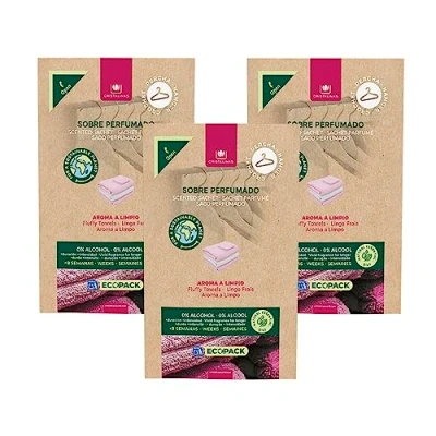 Imagen de CRISTALINAS Pack 3 Ambientador Percha para Armario Aroma Limpio Ecopack 100% Reciclable Duración 60 Días 0% Alcohol